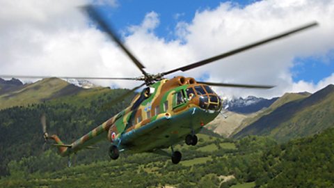 World routes helicopter in action
