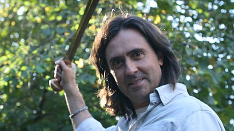 Neil Oliver wields a Bronze sword