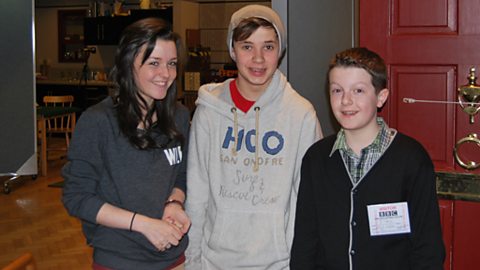 Shannon Flynn (Ruthie), Ceallach Spellman (Vincent) and Elliott Griffiths (Marcus)