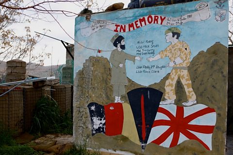 Memorial to soldiers killed defending the Kajaki Dam