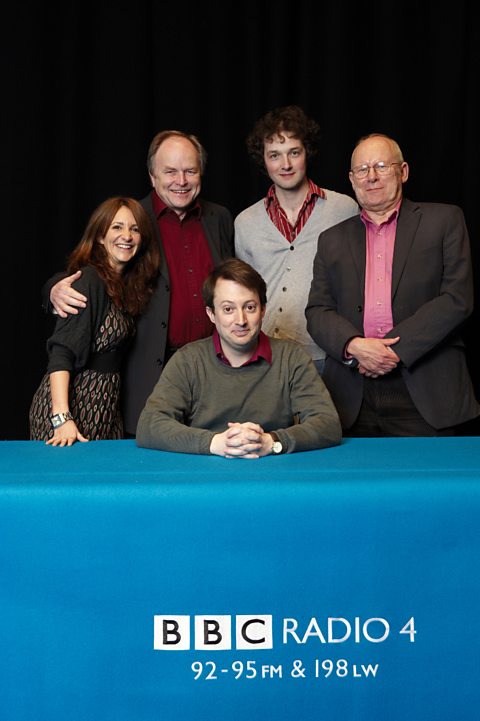 (l-r) Lucy Porter, Clive Anderson, David Mitchell, Chris Addison and Graeme Garden