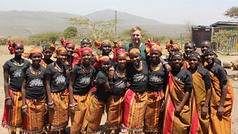 Gary Barlow with the African Children’s Choir in Kenya