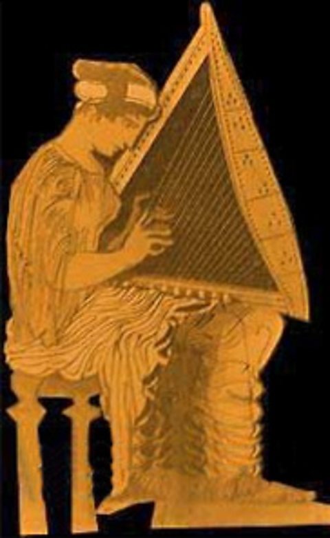 The Epigonion as shown on an ancient Greek pot