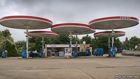 The Mobil canopies on the A6 at Red Hill, Leicestershire