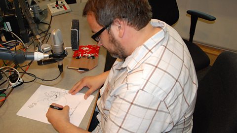 GARY NORTHFIELD DRAWING VANESSA AS A DANDY CHARACTER
