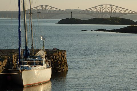A view across to the Forth Bridge from the headland at Dalgety Bay 