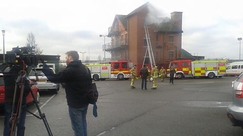 Filming Matt and the fire crew