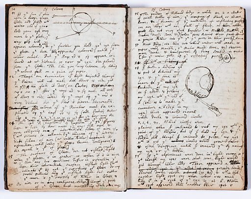 Pages from one of Newton's notebooks held at the University of Cambridge.