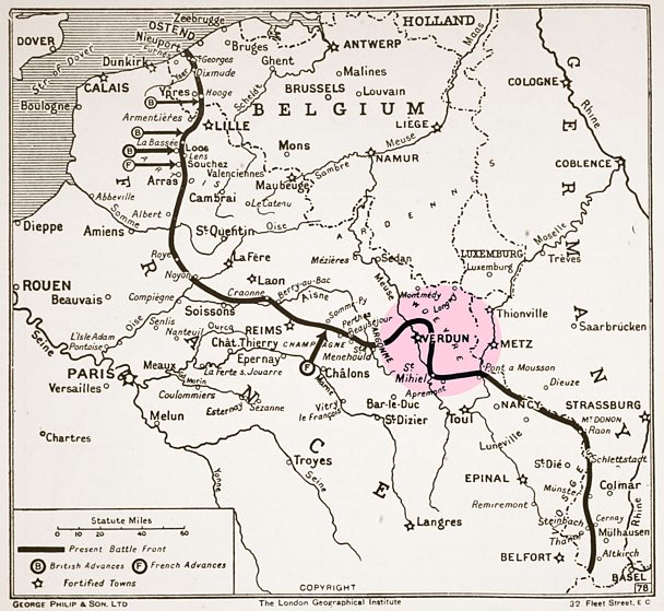 battle of verdun ww1 map