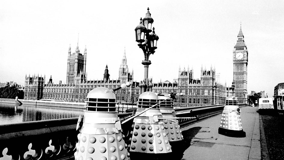 A shot from the original story â€“ The Dalek Invasion of Earth, The Daleksâ€™ original invasion â€“ back in 1964.