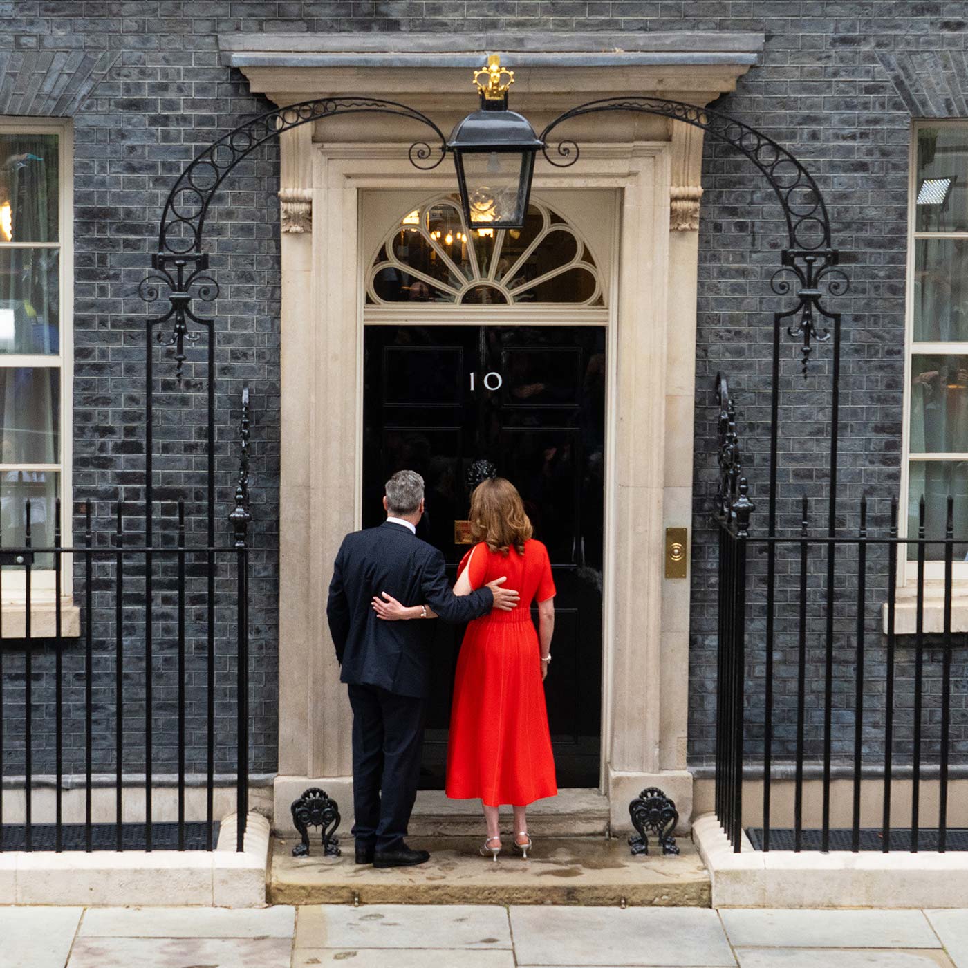 Sir Keir Starmer and wife Victoria wait to enter 10 Downing Street - 5 July 2024