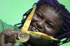 Gold medalist Josephine Orji of Nigeria poses with her medal