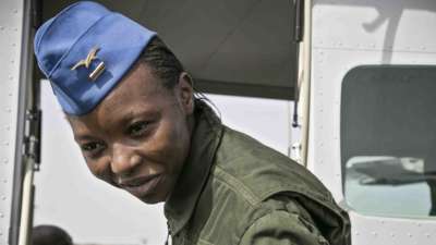 nigerien pilot in plane cockpit