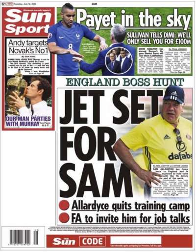 Sam Allardyce set for England interview