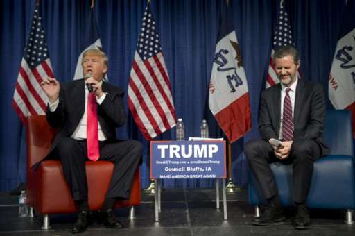 Donald Trump and Jerry Falwell in Iowa