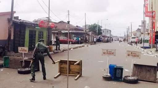 A roadblock in Lagos