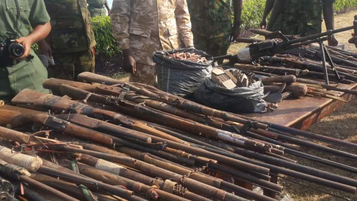 Nigerian army displayed weapons