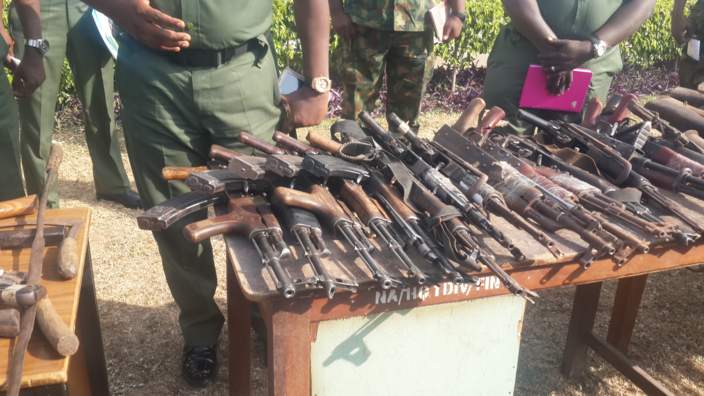 Nigerian army displayed weapons