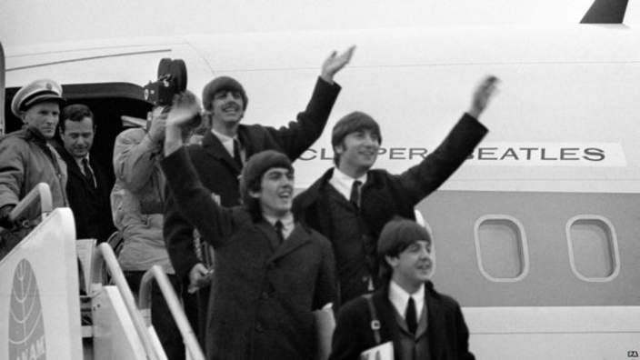 The Beatles departing plane