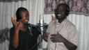 BBC Media Action radio producers Daniel Realkuy Awad Barnaba and Zuhur Fauzi.