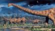 A herd of Diplodocus dinosaurs