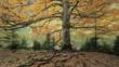 An ancient beech tree in its autumn colours