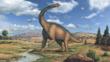 Brachiosaurus, a large sauropod dinosaur, looking round