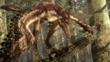 Sinornithosaurus perched on a branch with wings spread