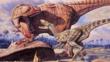 Two fighting carnivorous theropods from the Cretaceous Era