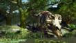 Triceratops drinking at a pond
