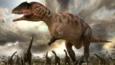 Carcharodontosaurus among a group of sauropod dinosaurs
