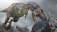 Daspletosaurus attacking a horned dinosaur