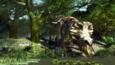 Triceratops drinking at a pond