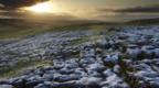 Frost on a limestone pavement in the Yorkshire Dales