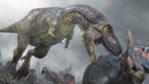 Daspletosaurus attacking a horned dinosaur