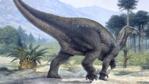 Iguanodon with mountains in the background