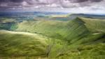 Cribyn viewed from Pen-y-Fan, the highest mountain in the Brecon Beacons National Park, Powys, Wales, United Kingdom.