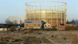 Gasometer on brownfield land, Bath, UK