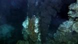 Black smoke billows out of a deep ocean hydrothermal vent