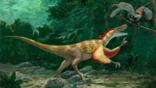 Velociraptor attacking an early ancestor of the birds