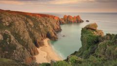 The coastal landscape of Cornwall, England