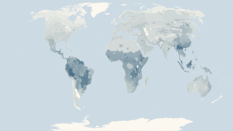 Map showing the distribution of the Animals taxa