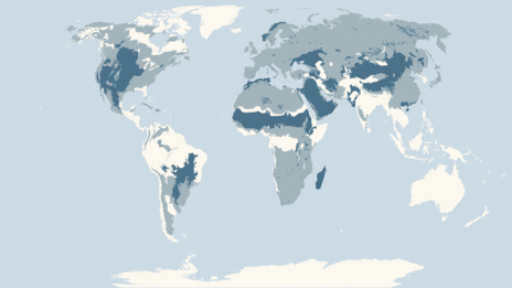 Map showing the distribution of the Eared owls taxa