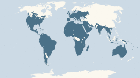 Map showing the distribution of the Barn owl taxa