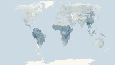 Map showing the distribution of the Birds taxa