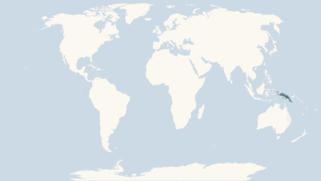 Map showing the distribution of the Birds of paradise taxa