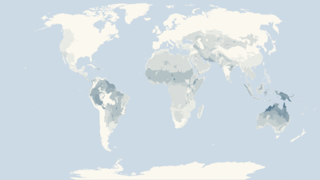 Map showing the distribution of the Boas and pythons taxa