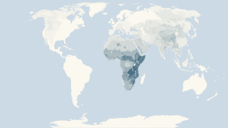 Map showing the distribution of the Cattle family taxa
