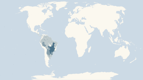 Map showing the distribution of the Caiman taxa