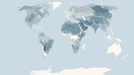 Map showing the distribution of the Dogs taxa